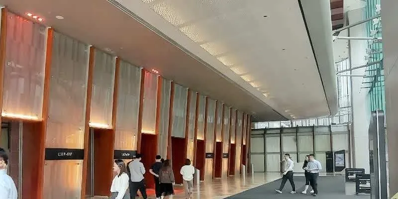 Inside the building.