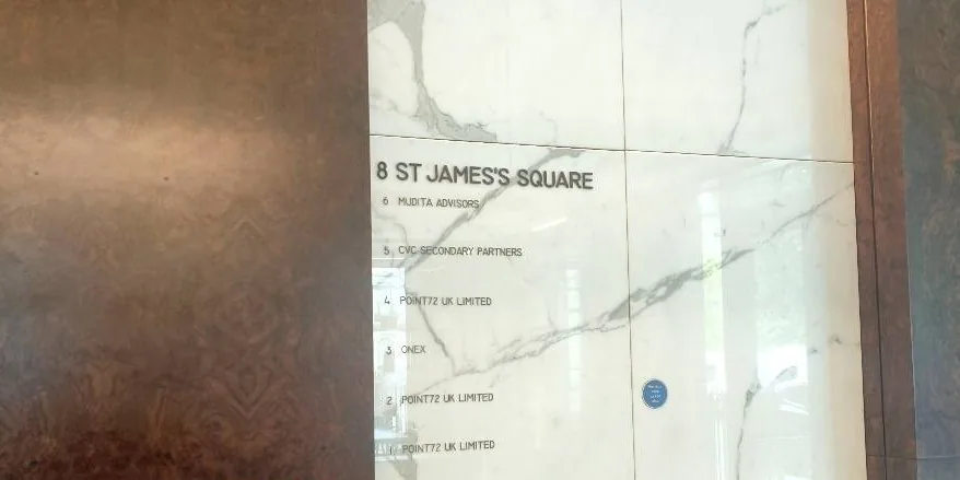 The tenant directory inside 8 St James's Square, without AccessFinance on it.