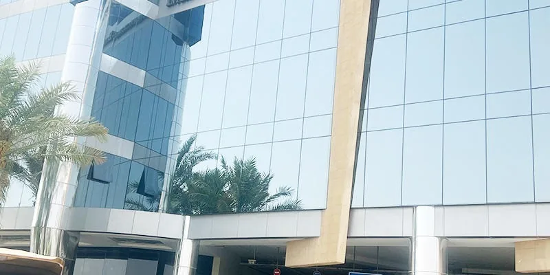 Inside the building.