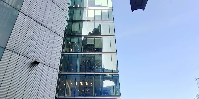 Inside the building.