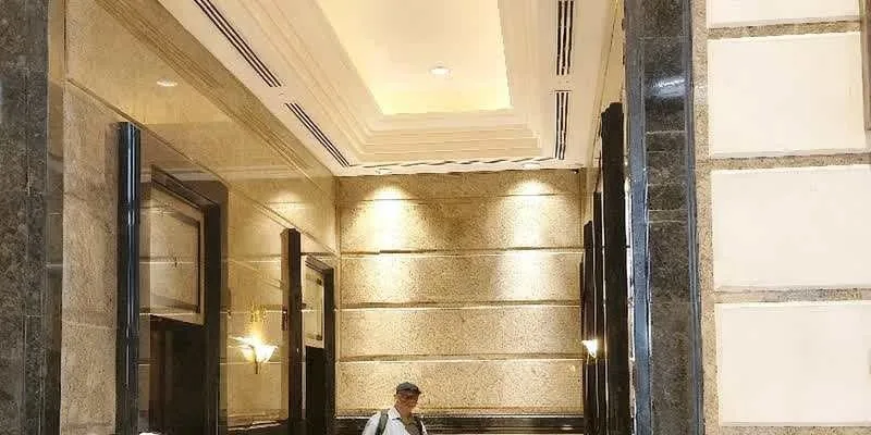 Inside the building.
