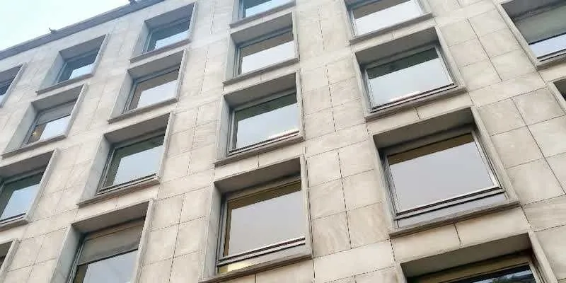 Inside the building.