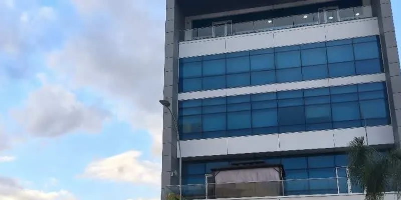 Inside the building.