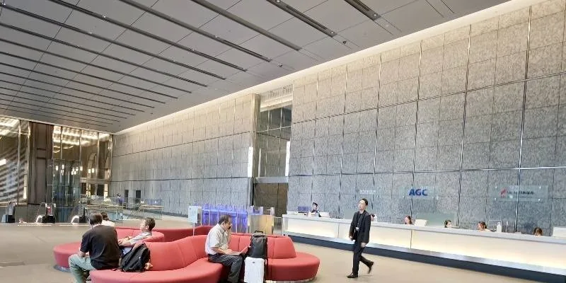 Inside the building.
