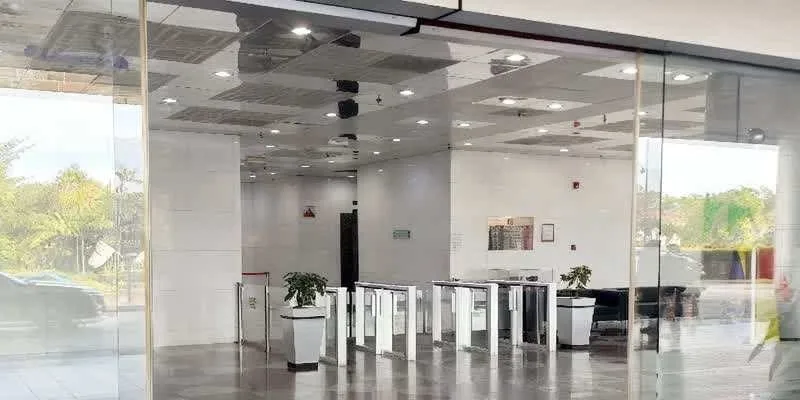 Inside the building.