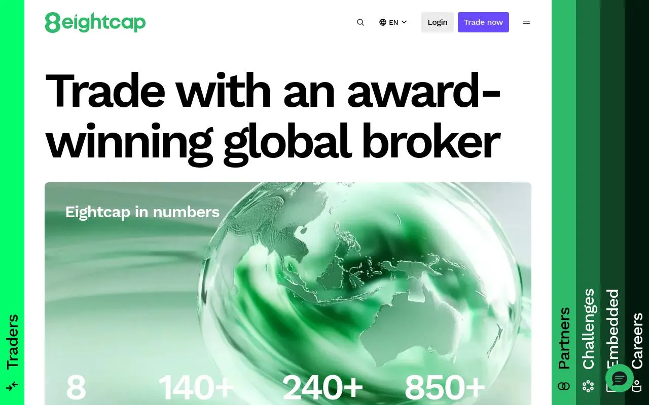 Eightcap homepage