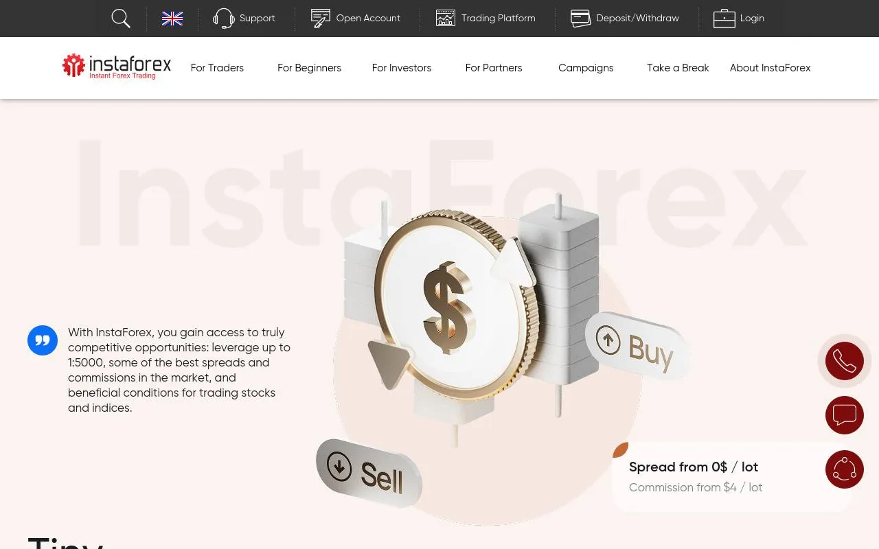 InstaForex homepage
