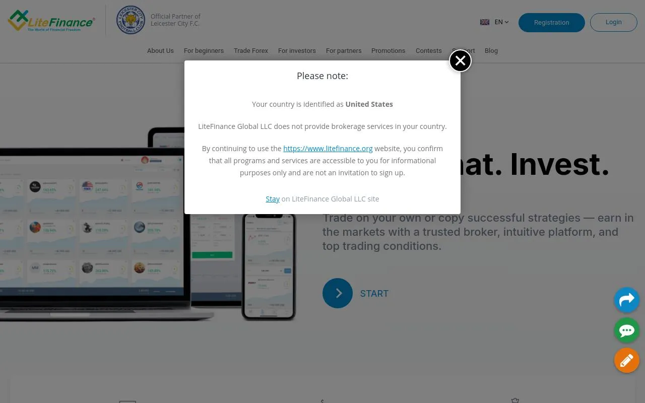 LiteFinance homepage