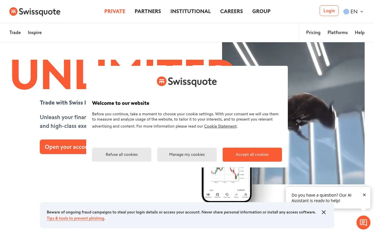 Swissquote homepage