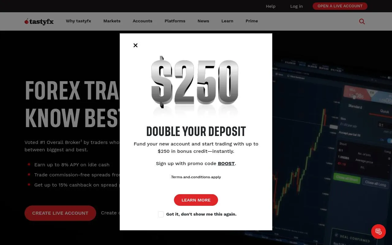 tastyfx homepage