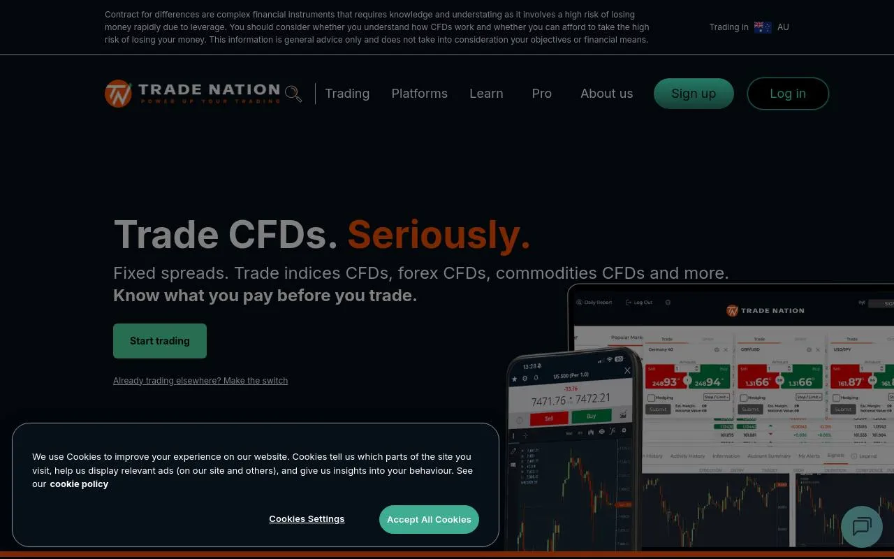 Trade Nation homepage