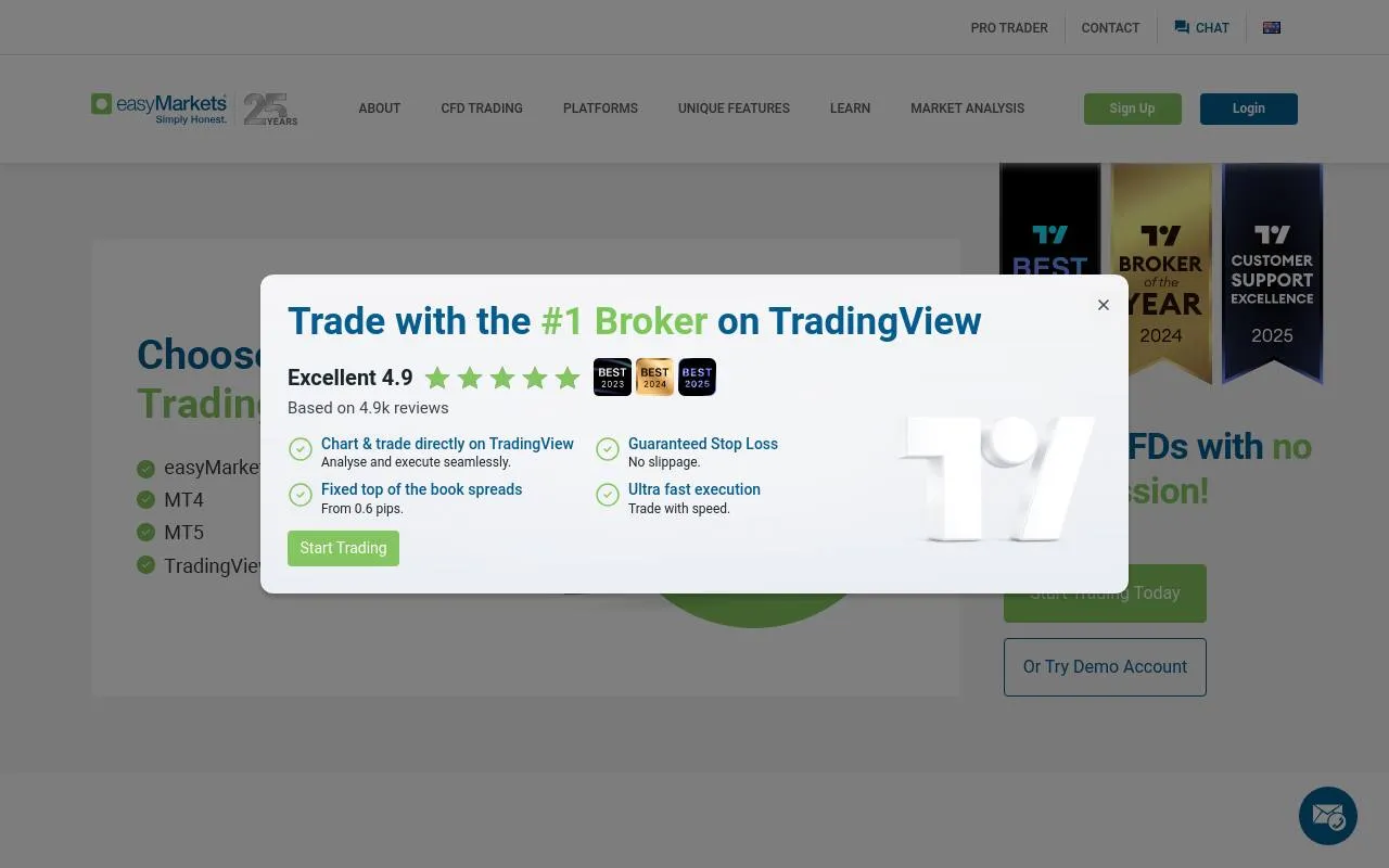 easyMarkets homepage