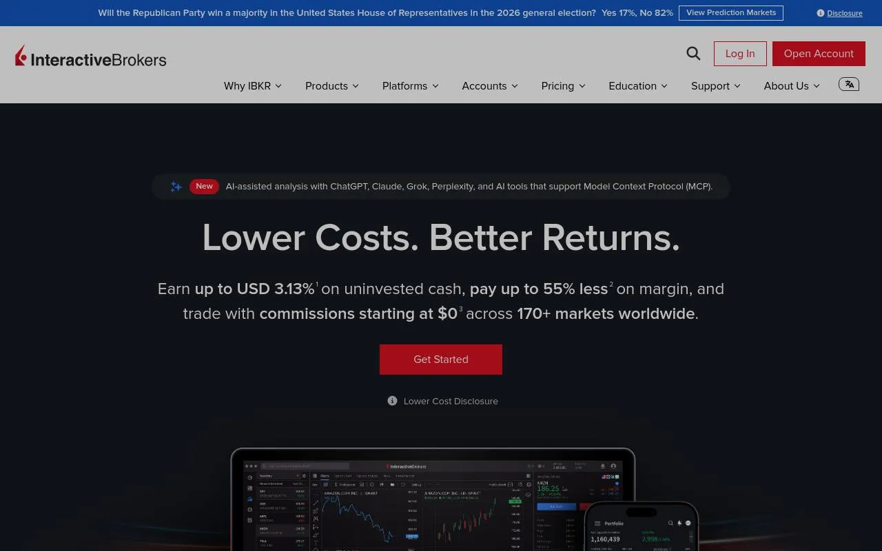 Interactive Brokers homepage