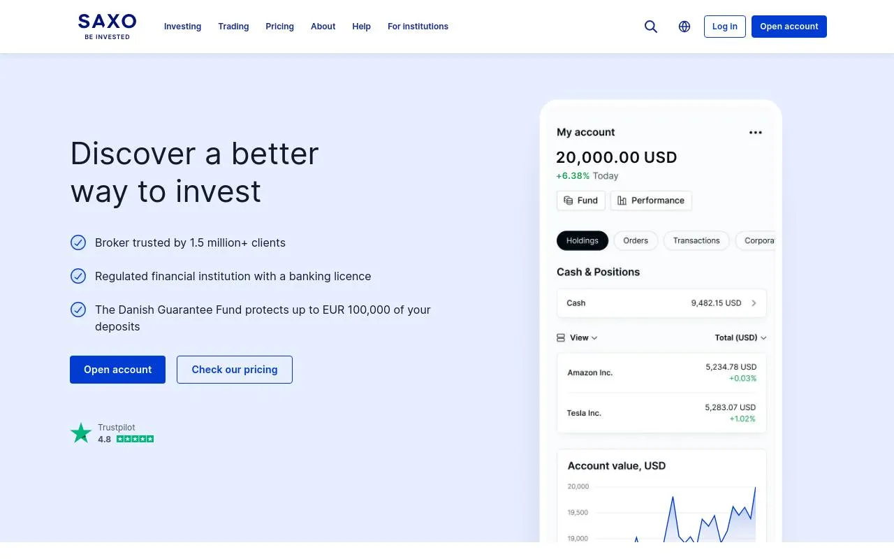 Saxo Bank homepage