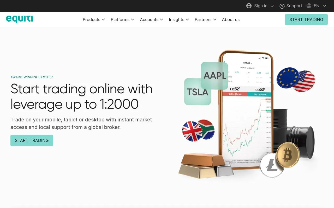Equiti homepage