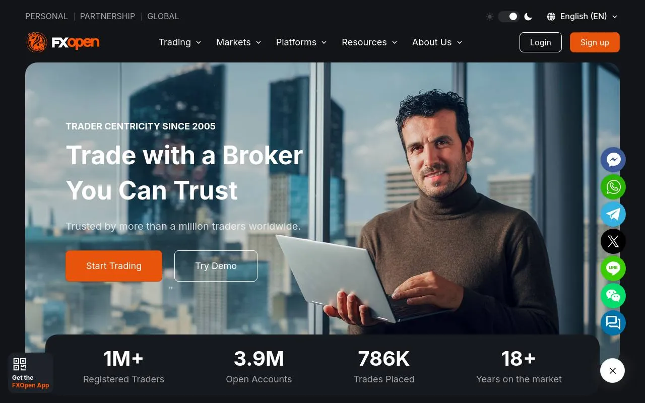 FXOpen homepage