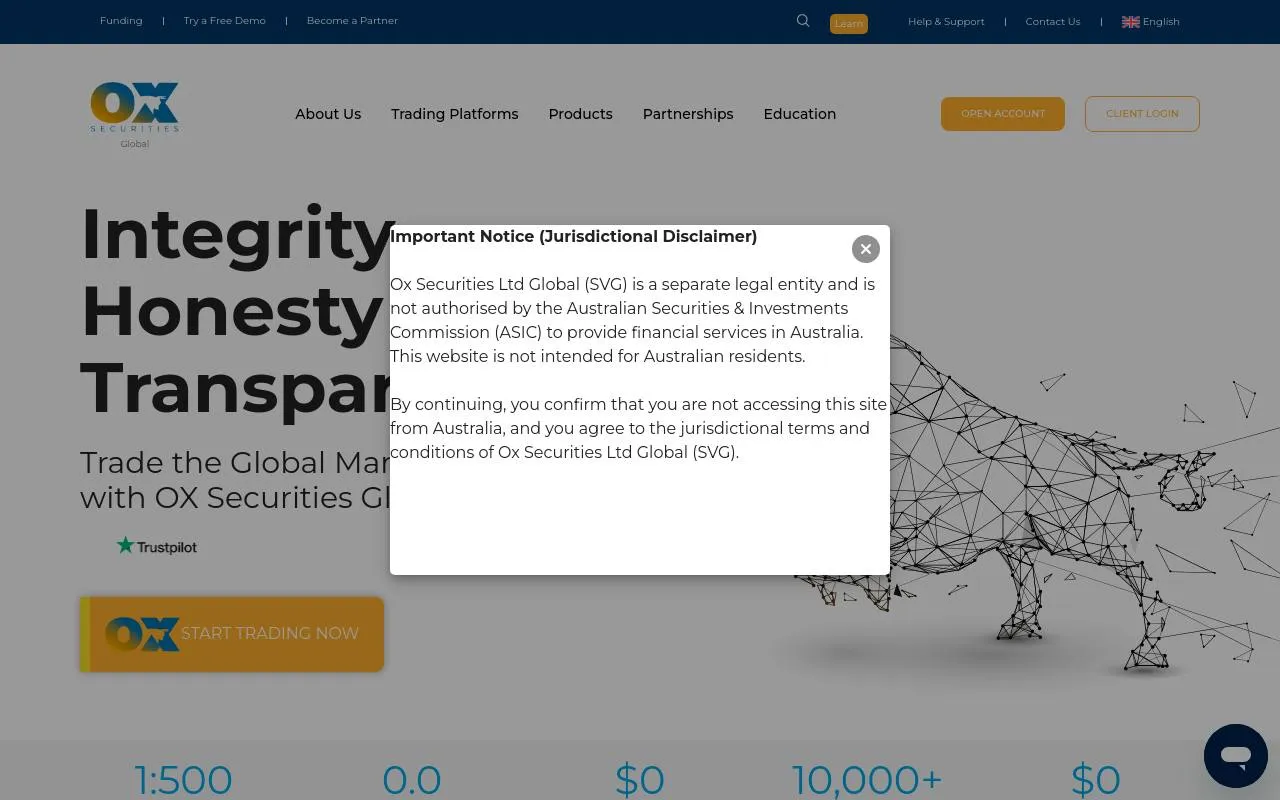 Ox Securities homepage